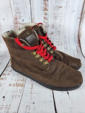 TOMS Highland Botas Brown Fold Over Sherling Lined Ankle Boots / Mens Size 10.5